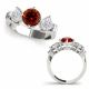 1.75 Carat Red Diamond Three Stone Engagement Cluster Sides Ring 14K Gold