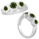 Green Diamond Three Stone Ribbon Promise Bridal Ring 14K Gold