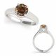 Champagne Diamond Vintage Round Stone Solitaire Ladies Ring 14K Gold