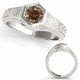 0.5 Carat Champagne Real Diamond Solitaire Crossover Anniversary Band Ring 14K Gold