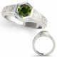 0.5 Carat Green Real Diamond Solitaire Crossover Anniversary Band Ring 14K Gold