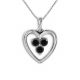 Black AAA Three Stone Heart Necklace Chain 14K Gold