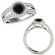 1.5 Carat Black Real Diamond Fancy Channel Halo Engagement Ring Set 14K Gold