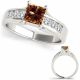 0.75 Carat Champagne Diamond Antique Single Row Promise Wedding Ring 14K Gold