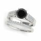 Black Diamond French Pave Moissanite Engagement Ring Band 14K Gold