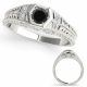 0.25 Carat Black Real Diamond Antique Single-Row Marriage Bridal Ring 14K Gold