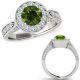 1.75 Carat Green Real Diamond Lovely Basket Design Halo Promise Ring 14K Gold