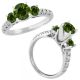 Green Diamond Three Stone Eternity Wedding Bridal Ring 14K Gold