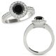 Black Real Diamond Round Channel Solitaire Halo Wedding Ring 14K Gold