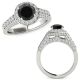 Black Real Diamond Fancy Designer Double Halo Wedding Ring 14K Gold