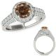 Champagne Real Diamond Fancy Designer Double Halo Wedding Ring 14K Gold