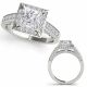 G-H Diamond Lovely Princess Halo Anniversary Ladies Ring 14K Gold