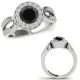 1.25 Carat Black Real Diamond Fancy Halo Design Engagement Womens Ring 14K Gold