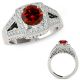 Red Diamond Fancy Princess Designer Halo Wedding Ring 14K Gold