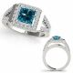 1.75 Carat Blue Diamond Princess Square Split Shank Engagement Ring 14K Gold