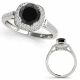 Black Diamond Beautiful Round Color Engagement Ring 14K Gold