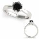 0.75 Carat Black Diamond Classy Crossover Round Engagement Ring 14K Gold