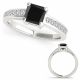 1 Carat Black Diamond Lovely Classy Square Diamond Promise Ring 14K Gold