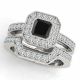 1 Carat Black Diamond Princess Halo Engagement Promise Ring Band 14K Gold
