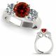 Red Diamond Three Stone Crossover Design Anniversary Ring 14K Gold
