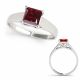 Red Diamond Classically styled Princess Cut Marriage Ring 14K Gold
