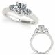 1 Carat G-H Diamond Classy Three Stone Single Row Engagement Ring 14K Gold