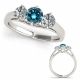 Blue Diamond Lovely Classy Stone Channel Wedding Ring 14K Gold