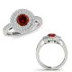 Red Real Diamond Classy Double Halo Wedding Bridal Ring 14K Gold
