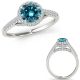 1.25 Carat Blue Real Diamond Lovely Halo Designer Wedding Bridal Ring 14K Gold
