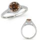 1.25 Carat Champagne Real Diamond Lovely Halo Designer Wedding Bridal Ring 14K Gold
