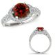 1.5 Carat Red Real Diamond Designer Halo Engagement Promise Ring 14K Gold