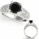 0.75 Carat Black Real Diamond Simple Antique Round Engagement Ring 14K Gold