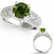 0.75 Carat Green Real Diamond Simple Antique Round Engagement Ring 14K Gold