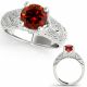 0.75 Carat Red Real Diamond Simple Antique Round Engagement Ring 14K Gold