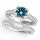 1.25 Carat Blue Real Diamond Vintage Antique Wedding Ring Band 14K Gold