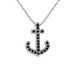 Black AAA Diamond Anchor Charm Necklace Chain 14K Gold