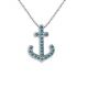 Blue I1 Diamond Anchor Charm Necklace Chain 14K Gold