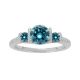Blue Diamond Three Stone Wedding Anniversary Ring 14K Gold