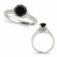 Black Diamond Simple Prong Set Cluster Sides Wedding Ring 14K Gold