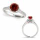 Red Diamond Simple Prong Set Cluster Sides Wedding Ring 14K Gold
