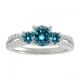 Blue Diamond Fancy Three Stone Anniversary Bridal Ring 14K Gold