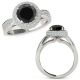 Black Real Diamond Classy Double Round Halo Engagement Ring 14K Gold