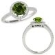 Green Real Diamond Classy Round Halo Anniversary Ring 14K Gold