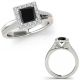 1.4 Carat Black Real Square-Princess Diamond By Pass Halo Wedding Ring 14K Gold