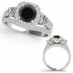 1.5 Carat Black Diamond Split Shank Eternity Halo Bridal Ring 14K Gold