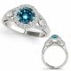 1.5 Carat Blue Diamond Halo Beautiful Anniversary Promise Ring 14K Gold