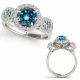 1.5 Carat Blue Diamond  Round Halo Engagement Beautiful Ring 14K Gold