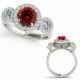 1.5 Carat Red Diamond  Round Halo Engagement Beautiful Ring 14K Gold