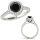 Black Real Diamond Classy Round Filigree Channel Halo Ring Band 14K Gold