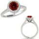 Red Real Diamond Classy Round Filigree Channel Halo Ring Band 14K Gold